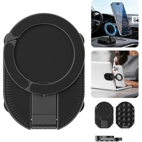 Support de téléphone à ventouse - Support magnétique, pliable et rotatif pour tous les téléphones, tableau de bord de voiture, navigation et conduite (1/5)