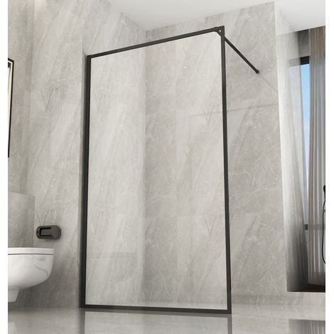 Parete Doccia Walk In Fissa 120 140 Box 8mm Profili Neri BricoShop24 - Misura Box Walk In 120 (1/5)