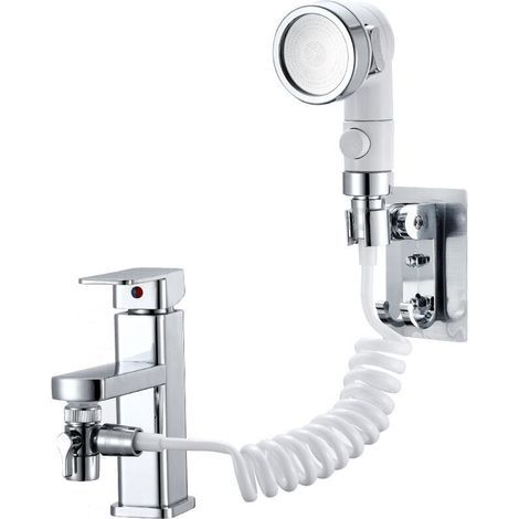 Douchette lavabo, ensemble de douche réglable pour robinet de salle de bain douchette avec connecteur rapide, tuyau détachable, douchette pour laver les cheveux, le bain des animau (1/5)