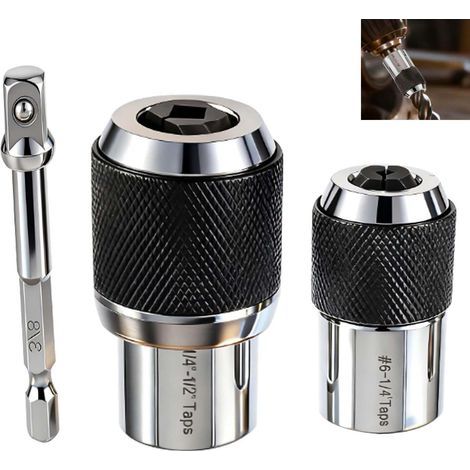 Lot de 3 Taraud Réglable Adaptateur 3/8" Extracteur de Tarauds, pour petits ateliers, visseuses et perceuses sans fil Avec rotule en acier-6-1/2, 3/8 (1/5)
