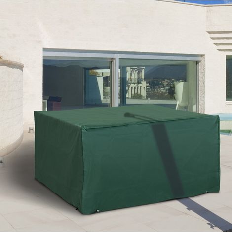 Housse de protection pour mobilier de jardin 135 x 135 x 75 cm, toile Oxford 600D verte imperméable, anti-UV, avec œillets et corde - CHICFURN (1/5)