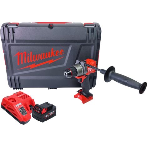 Trapano avvitatore a batteria Milwaukee M18 FDD3-501X 18 V 158 Nm brushless + 1x batteria ricaricabile 5,0 Ah + caricabatterie + scatola HD