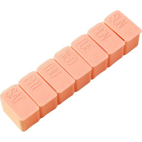 Étui de pilules hebdomadaire 7 compartiments, boîte à médicaments quotidienne rose, organiseur de vitamines pour 7 jours (1/5)