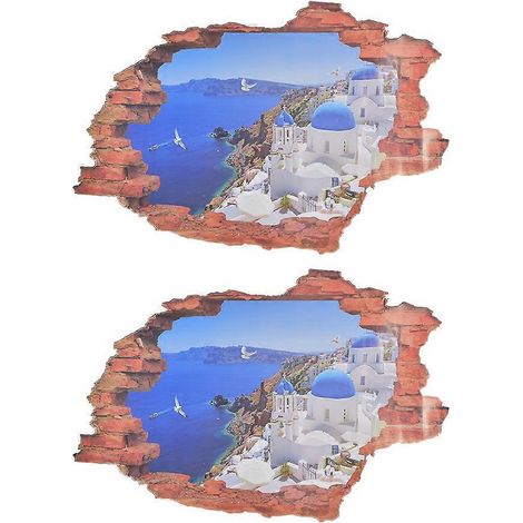 Décor mural autocollant 2 pièces style béton abîmé, adhésif amovible pour couloir et chambre, revêtement vintage design (1/5)
