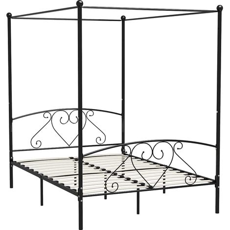 Maison Exclusive - Himmelbett-Gestell Schwarz Metall 160 x 200 cm (1/5)