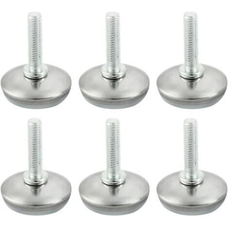 Lot de 6 pieds de meubles ajustables M6 x 25 mm Protège sol pour tables, chaises et meubles Réglables, résistants, à visser (1/5)