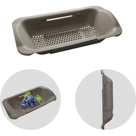 1 Égouttoir rétractable, plastique alimentaire, ajustable 37-50cm, pour évier cuisine, lavage fruits légumes vaisselle (1/5)