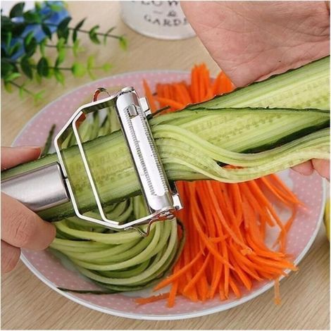 Éplucheur multifonctionnel en acier inoxydable pour fruits, pommes de terre, melons, râpes (1/5)