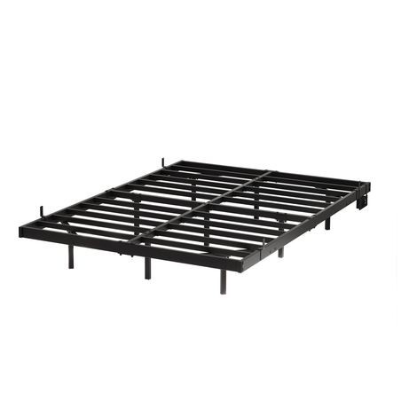 Cadre de lit métal 140x190 – design suspendu, lattes acier, robuste – sans sommier, montage facile, noir (1/5)