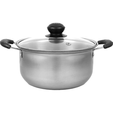 marmite multifonctionnelle en acier inoxydable avec couvercle en verre.-17.50X17.50X8.80CM-Silver (1/4)