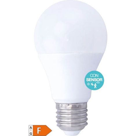 Lampadina LED standard con sensore di presenza + crepuscolare 9W E27 6000K