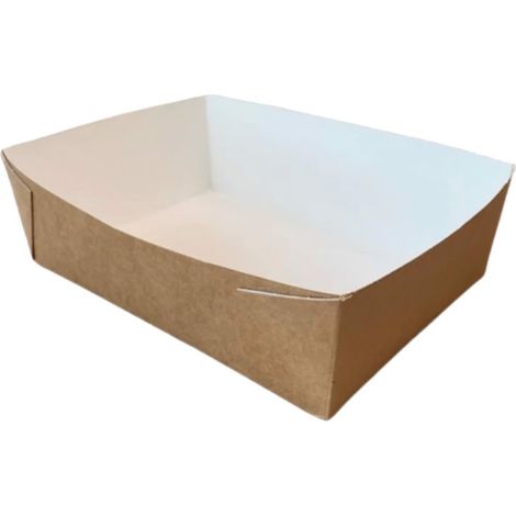 Pommes-Frites-Schale 20x14x6cm Kraftpapier-Weiß 100 Stück ABC-Packung