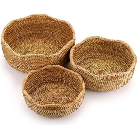Panier Service 3 Pièces, XU, En Osier, Rond Ondulé - (1/4)