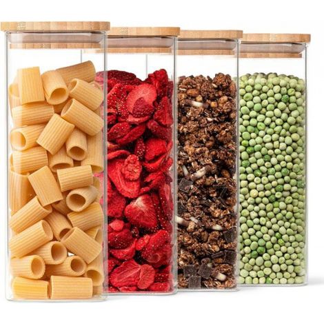 Vorratsgläser aus Glas mit luftdichtem Deckel – 1750 ml – Borosilikatglas – 10 x 10 x 20 cm – 4er-Set (1/5)