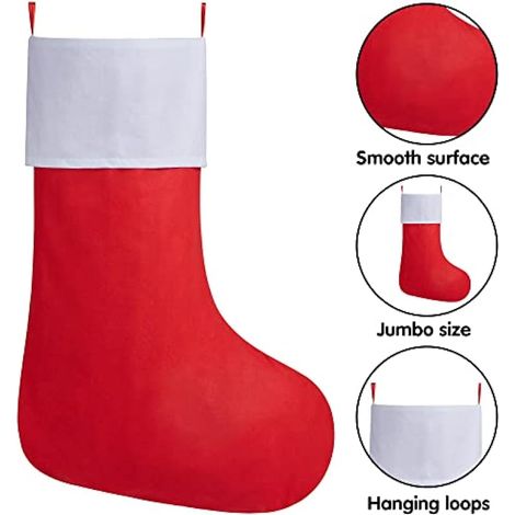 Lot de 4 chaussettes de Noël géantes de 45 cm (137 cm) pour décoration de Noël, sapin de Noël, cadeau de Noël, décorations de fête familiale (1/4)