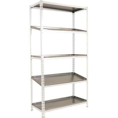 SimonRack Scaffale Portaoggetti, 1800x900x400 mm, 5 Ripiani, Portata 180 kg per Ripiano, Metallo, Scaffale da Garage, Bianco/Zincato – Simonclick