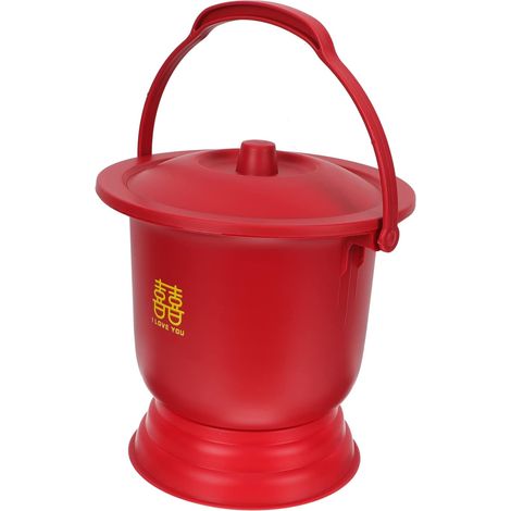 Urinoir en Plastique Rouge Couvercle Isolant Odeur, Seau Portable en Pp Épais pour Toilettes, pour Usage à Domicile Voyage (1/5)