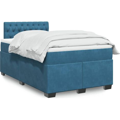 vidaXL Sommier à lattes de lit et matelas bleu 120x190 cm velours