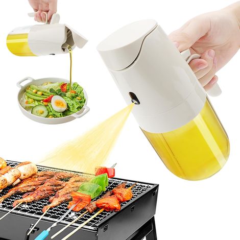 Pulverizador de aceite de cocina de 300 ml, pulverizador y dispensador de aceite 2 en 1, pulverizador de aceite para freidora de aire, pulverizador de aceite para cocinar, asar a la parrilla, ensalada (1/5)