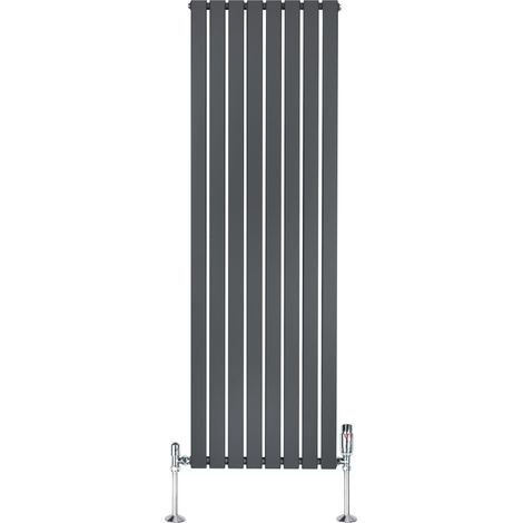 Radiateur Plat à 1 Colonne & Vannes 1800 x 560 mm en Acier Gris Anthracite Chauffage Centrale Moderne Verticale Monté Sur Mur Cuisine Salle de Bain [Brosse de Nettoyage & Supports INCLUSES] (1/5)