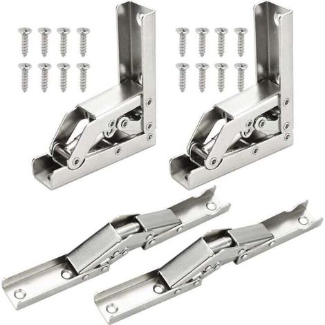 Door Hinges, 90-Degree/180-Degree Folding Shelf Hinges, Hinges for Folding Console Table Shelves, 4 pieces (1/4)