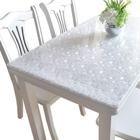 Épaisseur 1,3 mm, taille 60x120 cm. Nappe en PVC, protection pour meubles, imperméable, facile à nettoyer, motif galets. (1/5)