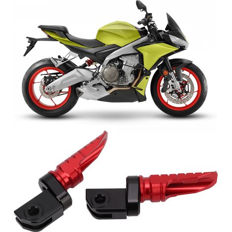 Vordere (Fahrer-)Fußrasten für Motorräder, kompatibel mit Aprilia RS660, Tuono 660 V4 1100 usw. (AR432-JT) Rot (1/5)