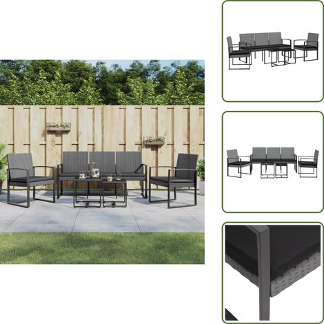 Muebles de jardín - vidaXL Set comedor jardín 5 pzas cojines PP aspecto ratán gris oscuro - Mesa de jardín