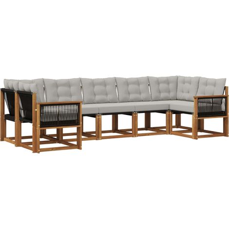 Outdoor Sofa Set with Cushion 7 pcs Natural and Light grey vidaXL (1/5)