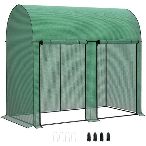 Gartengewächshaus, 140 g/m² PE-Folie, Stahlrahmen, 2 Türen mit Reißverschluss, für Gemüse und Blumen, für den Außenbereich (1/5)
