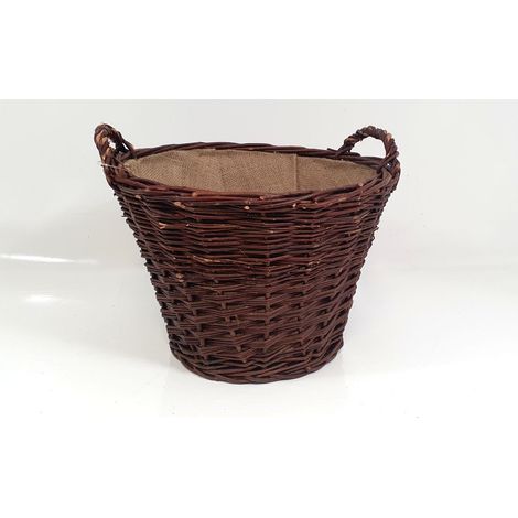 Aufbewahrungskorb Kiepe braun mit Jute klein Aufbewahrungskorb