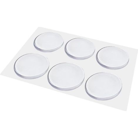 Butée de porte murale, lot de 6 butées de porte adhésives en silicone transparent avec butée puissante pour portes de placard, de cuisine, de salle de bain et de bureau. (1/5)