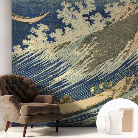 Papier peint intissé mural pour salon chambre à coucher tendance et originale - Colle incluse gratuite Vagues 250x250 cm (1/5)