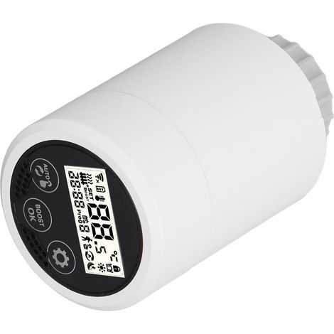 Robinet thermostatique intelligent pour radiateur, vanne thermostatique connectée, contrôle via application mobile, compatible Zigbee. (1/5)