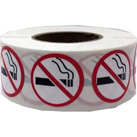 Autocollants ronds d'interdiction de fumer, 2,5 cm, 500 étiquettes sur un rouleau (1/3)