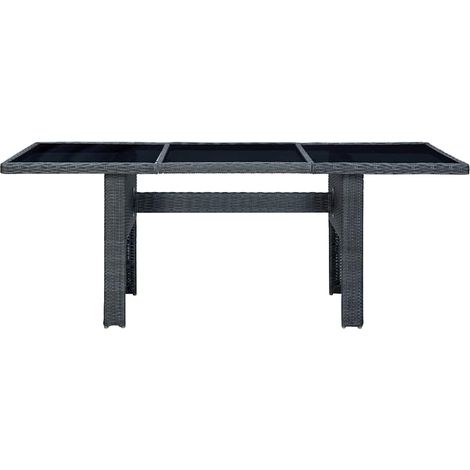 Maison Exclusive - Tavolino da Giardino Grigio Scuro Polyrattan e Vetro Temperato