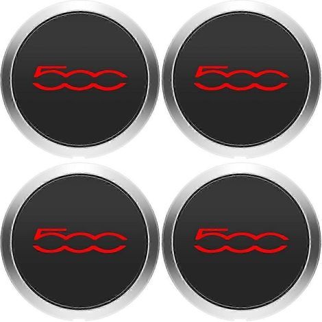 Lot de 4 enjoliveurs de moyeu (133 mm) pour roues de Fiat 500 – Cache-moyeux centraux (réf. 68078419AC, 68078421AC, 51884863) – Couleur : Rouge (1/5)