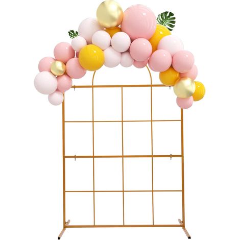 Arche de fond de mariage - Kit d'arche de ballon ronde en métal - Kit d'arche de ballons en métal - 2 m - Doré - Fond rond pour anniversaire, fête, Noël, mariage (1/5)
