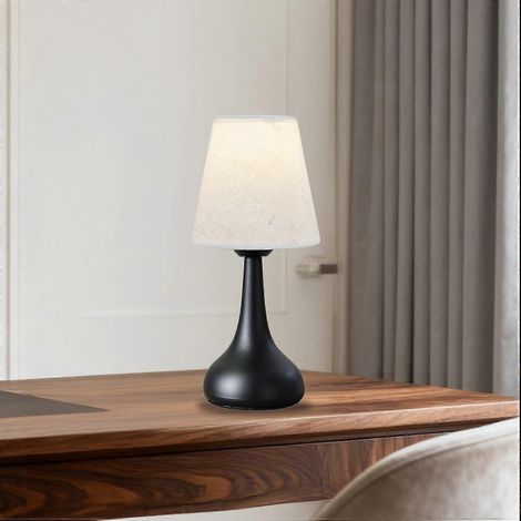 Nachttischlampe mit Plisseeschirm, 33 cm (13 Zoll) warmweißes LED-Licht (3000 K), Schnurschalter, Weiß
