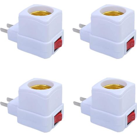 Adattatore di prolunga per portalampada E26/E27 con interruttore, si inserisce nel portalampada e lo trasforma in un portalampada per lampadina (confezione da 4).
