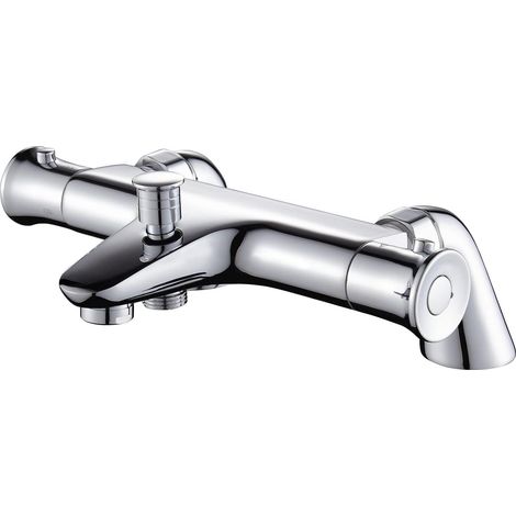 Mitigeur Baignoire Thermostatique,avec Bouton de SéCurité à 38 °Mitigeur Thermostatique Bain Douche,Robinet Thermostatique pour Baignoire,Chromé,Laiton (1/5)