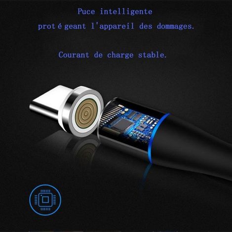 Cable De Donnees Magnetique - 5 A - Charge Rapide Et Transfert De Donnees - Pour Android Apple Type-C - 1 M (1/4)