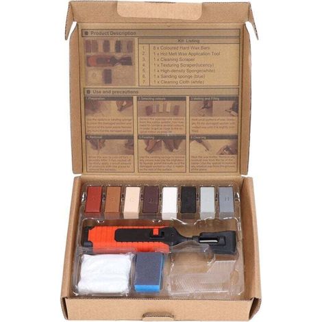 Kit de Réparation de Carrelage, Stylo Chauffant électrique pour Réparation de Carrelage, Ensemble de Blocs de Cire avec 8 Blocs de Cire, Outils de Réparation de Fissures (1/4)