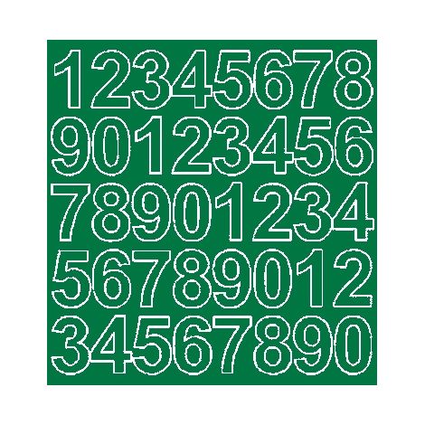 Pegatinas autoadhesivas con números de 3,5 cm, color verde brillante.