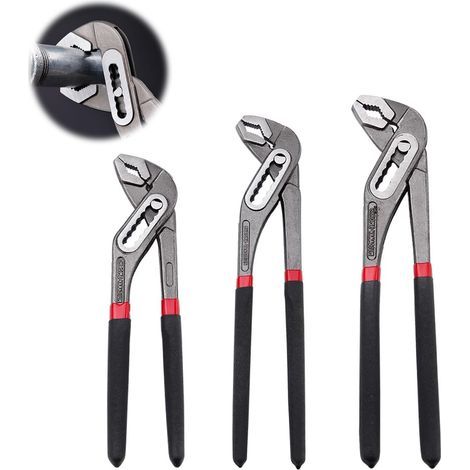 3 pièces Pince Multiprises, jeu de Pince Multiprise Rapide Noir,200/250/300 mm, Pince Plombier Universelle Réglable, Soutien 7 Positions Réglage, pour Réparation de Plomberie et Usage Domestique (1/5)