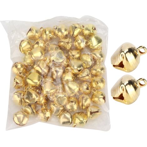 50 petites clochettes en fer avec trou pour la création de bijoux et autres objets artisanaux, ainsi que pour la décoration de fêtes et d'anniversaires. (1/5)