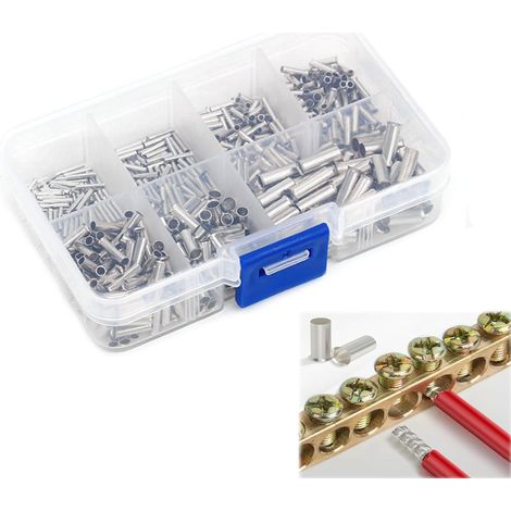 Lot de 600 embouts de câble non isolés - 7 types d'embouts de câble non isolés - 10-22 AWG - Pour projet électrique DIY (0,5/0,75/1/1,5/2,5/4,0/6,0 mm²) (1/5)