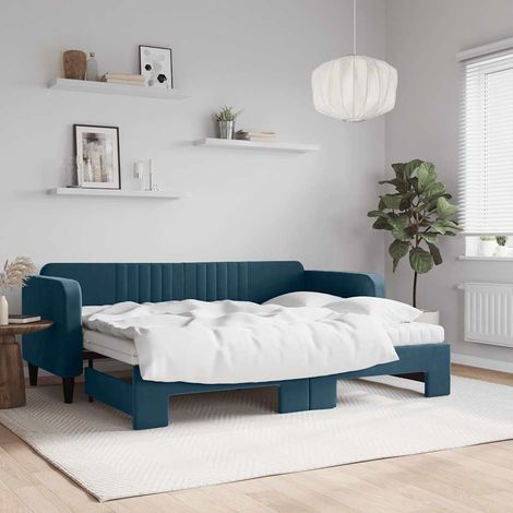 vidaXL Sofá cama nido con colchón terciopelo azul 80x200 cm (1/5)