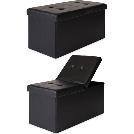 dibea Aufbewahrungsbank, großer Sitzhocker mit Klappdeckel aus Kunstleder, stabil & pflegeleicht, bis 300 kg belastbar, 76x38x38 cm, schwarz