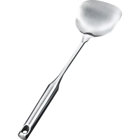 Spatola in acciaio inox con manico allungato, robusta e multifunzionale, ideale per cucinare, mescolare e amalgamare. (1/5)